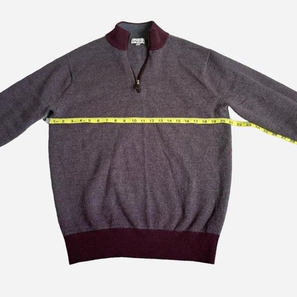 PETER MILLAR Burgundy Birdseye Quarter-Zip Merino Wool Pullover size L - Picture 3 of 8